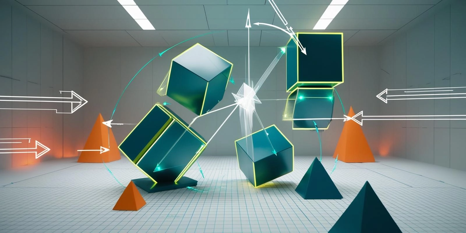 scene virtual 3ds max cubos triangulos planetacg